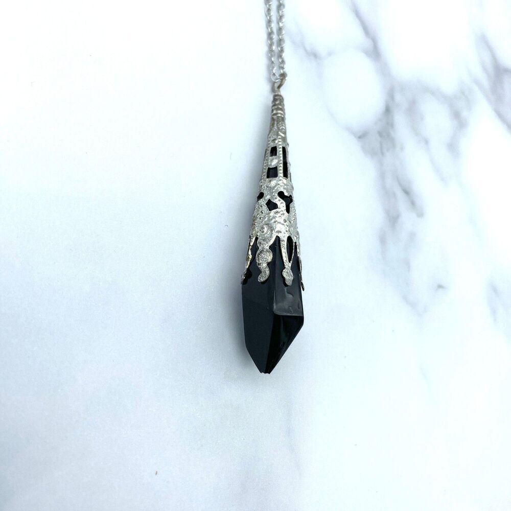 Black Resin Pendulum Necklace - Picture 5 of 10